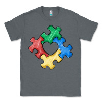 Charcoal Heather autism puzzle Classic Tee - MaliasSmallBusiness