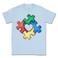 Dusty Blue autism puzzle Classic Tee - MaliasSmallBusiness