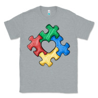 Heather Grey autism puzzle Classic Tee - MaliasSmallBusiness