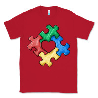 Red autism puzzle Classic Tee - MaliasSmallBusiness
