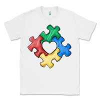 White autism puzzle Classic Tee - MaliasSmallBusiness