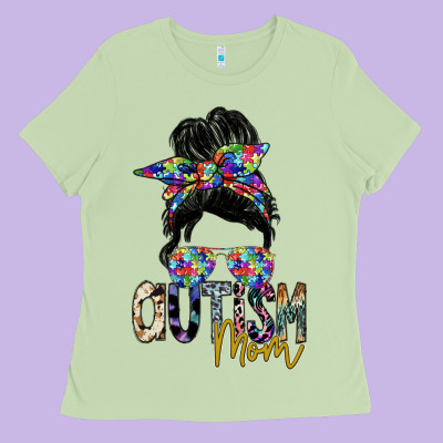 Autism Mom Ladies Tee Designed By Sublimationcraftshop