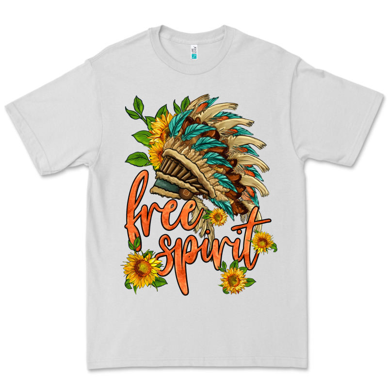 Free Spirit Sunflower And Indian Headdress Premium Tee by HRA Design Shop | Teevron