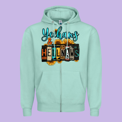 Yeehaws And Hellnaws Zipper Hoodie Designed By Jasminsmagicworld