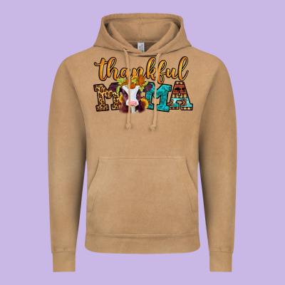 Thankful Mama Baby Calf Vintage Hoodie Designed By Jasminsmagicworld