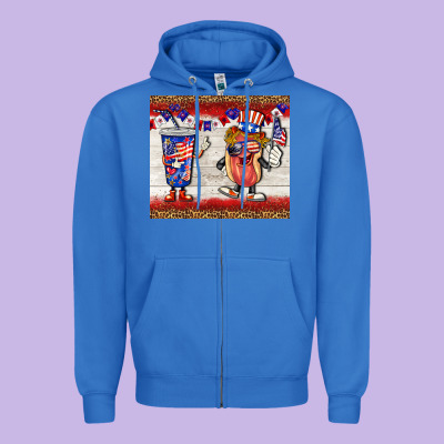 Usa Hot Dog Coca Tumbler Zipper Hoodie Designed By Barkaloodesign
