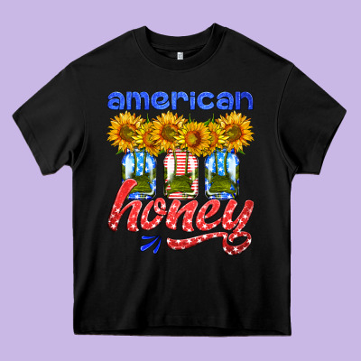 American Honey Sunflower Mason Jar Heavy Core Tee Designed By Hra Design Shop