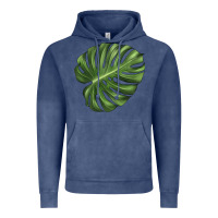 Vintage Denim Monstera Leaf Vintage Hoodie - LillyAllenDesigns