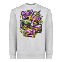 Heather Grey mardi gras cassette tapes Heavyweight Sweatshirt - MaliasSmallBusiness