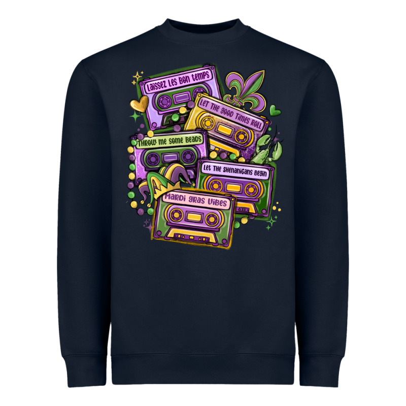 Mardi Gras Cassette Tapes Heavyweight Sweatshirt by MaliasSmallBusiness | Teevron