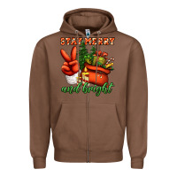 Chestnut stay merry and bright peace hand Zipper Hoodie - Jasminsmagicworld