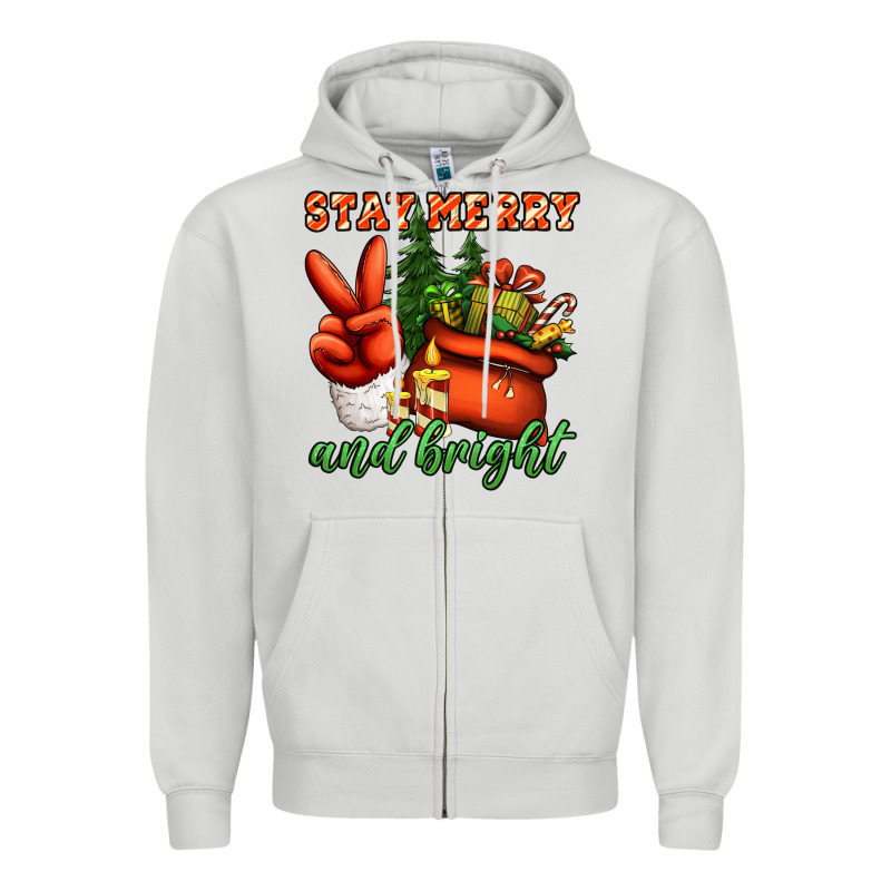Stay Merry And Bright Peace Hand Zipper Hoodie by Jasminsmagicworld | Teevron