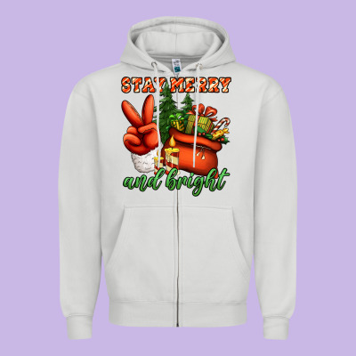 Stay Merry And Bright Peace Hand Zipper Hoodie Designed By Jasminsmagicworld
