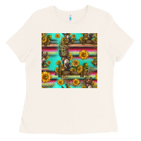 Bone sunflowers donkey seamless pattern Ladies Tee - HRA Design Shop