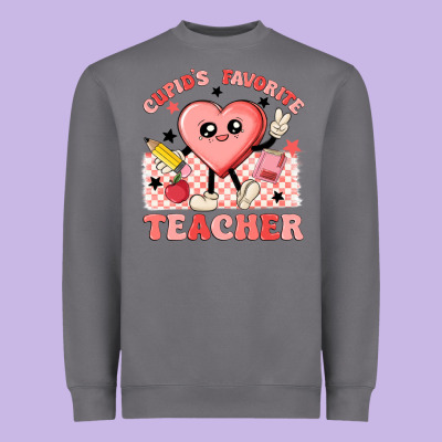 Cupid's Favorite Teacher Heavyweight Sweatshirt Designed By Maliassmallbusiness