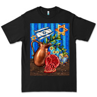Black hanukkah table with oil pitcher Premium Tee - AdoDesignShop