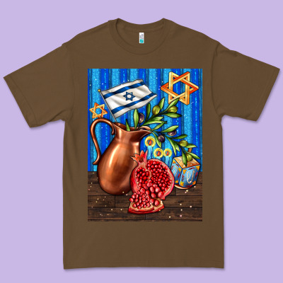 Hanukkah Table With Oil Pitcher Premium Tee Designed By Adodesignshop