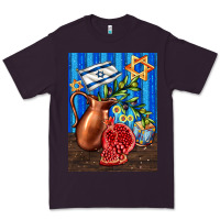 Plum hanukkah table with oil pitcher Premium Tee - AdoDesignShop