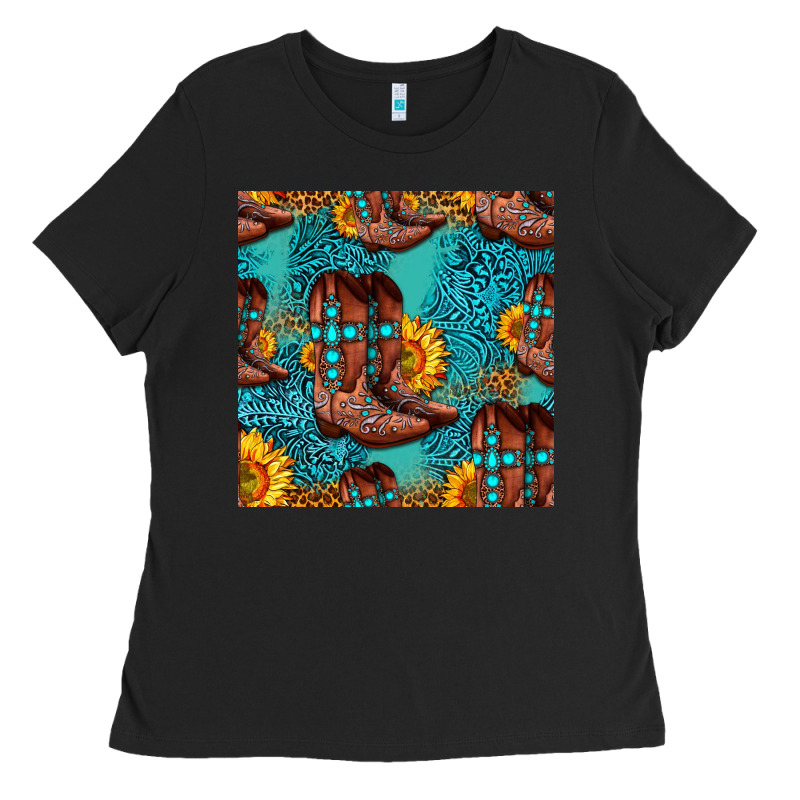 Western Boots Seamless Pattern Ladies Tee by HRA Design Shop | Teevron