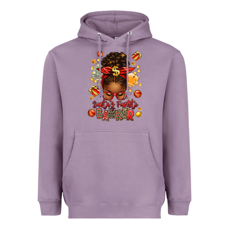 Santa Favorite Banker Afro Messy Bun Heavyweight Hoodie by texasbilliewilder | Teevron