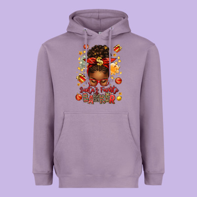 Santa Favorite Banker Afro Messy Bun Heavyweight Hoodie Designed By Texasbilliewilder