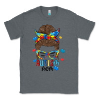 Charcoal Heather messy bun autism mom Classic Tee - MaliasSmallBusiness