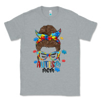 Heather Grey messy bun autism mom Classic Tee - MaliasSmallBusiness