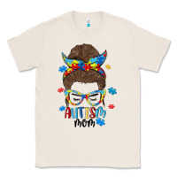 Natural messy bun autism mom Classic Tee - MaliasSmallBusiness