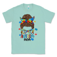 Seafoam messy bun autism mom Classic Tee - MaliasSmallBusiness