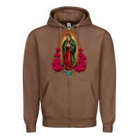 Chestnut our lady of guadalupe Zipper Hoodie - Jasminsmagicworld