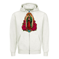 Oatmeal Heather our lady of guadalupe Zipper Hoodie - Jasminsmagicworld