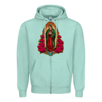 Seafoam our lady of guadalupe Zipper Hoodie - Jasminsmagicworld