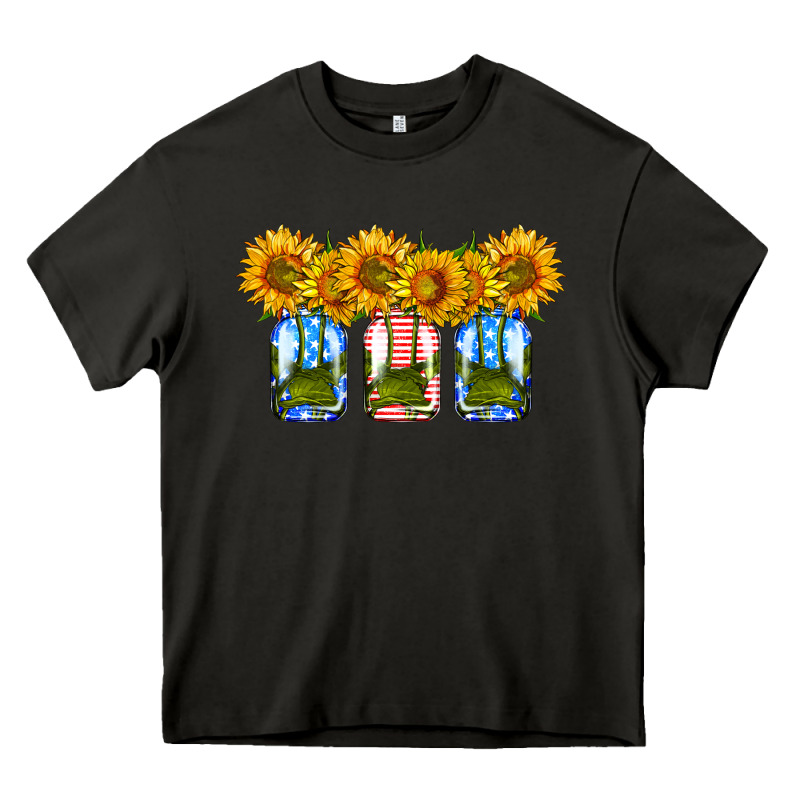 American Sunflower Mason Jar Heavy Core Tee by HRA Design Shop | Teevron