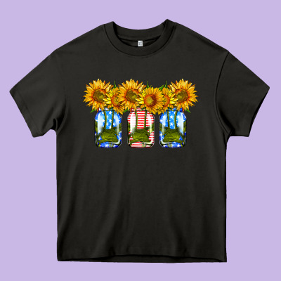 American Sunflower Mason Jar Heavy Core Tee Designed By Hra Design Shop