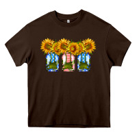 Chocolate Brown american sunflower mason jar Heavy Core Tee - HRA Design Shop