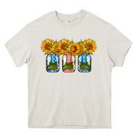 Cream american sunflower mason jar Heavy Core Tee - HRA Design Shop