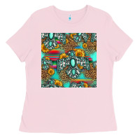 Bubblegum Pink western turquoise thunderbird seamless pattern Ladies Tee - HRA Design Shop