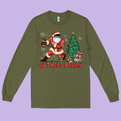 Out Here Ballin' Long Sleeve Tee Designed By Maliassmallbusiness