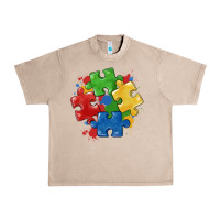 French Oak autism puzzles Urban Heavy Tee - MaliasSmallBusiness