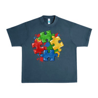 Midnight Navy autism puzzles Urban Heavy Tee - MaliasSmallBusiness
