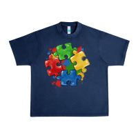 Navy autism puzzles Urban Heavy Tee - MaliasSmallBusiness
