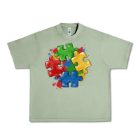 Oil Green autism puzzles Urban Heavy Tee - MaliasSmallBusiness