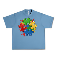 Pebble Blue autism puzzles Urban Heavy Tee - MaliasSmallBusiness