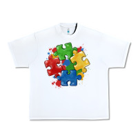 White autism puzzles Urban Heavy Tee - MaliasSmallBusiness
