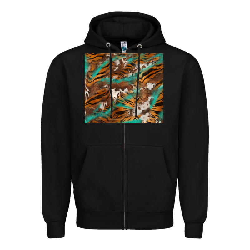 Tiger Cowhide Tumbler Zipper Hoodie by BarkalooDesign | Teevron
