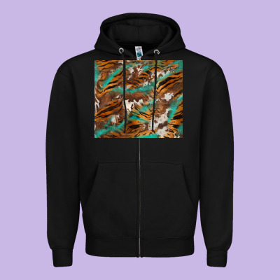 Tiger Cowhide Tumbler Zipper Hoodie Designed By Barkaloodesign