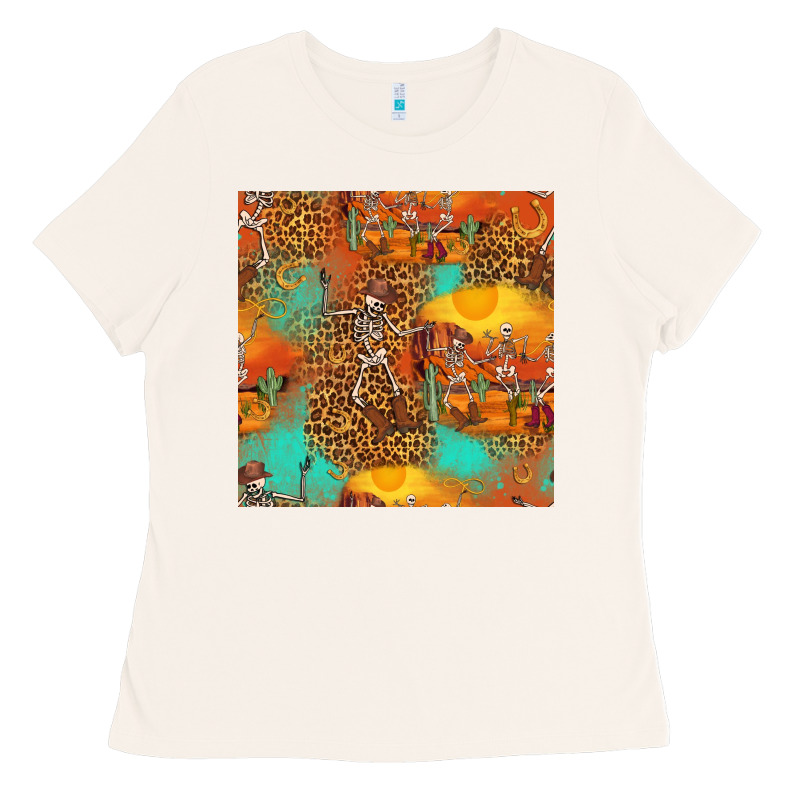 Western Skeleton Seamless Pattern Ladies Tee by HRA Design Shop | Teevron