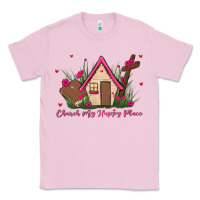 Bubblegum Pink church is my happy place Classic Tee - MaliasSmallBusiness