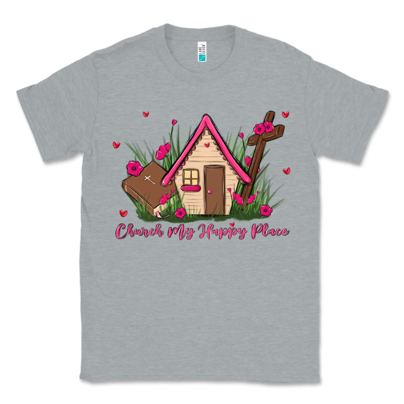 Church Is My Happy Place Classic Tee by MaliasSmallBusiness | Teevron
