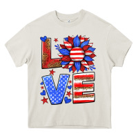 Cream love america sunflower Heavy Core Tee - HRA Design Shop